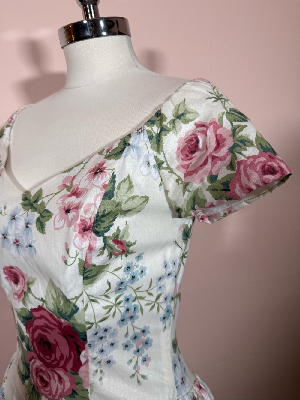 Vintage Loralie original rose floral full skirt Victorian tea dress medium - Picture 14 of 16